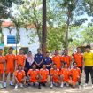 Para atlet bola tangan ABTI Kampar sesi foto bersama sebelum mengikuti ajang Kejurprov bola tangan Riau 2024.