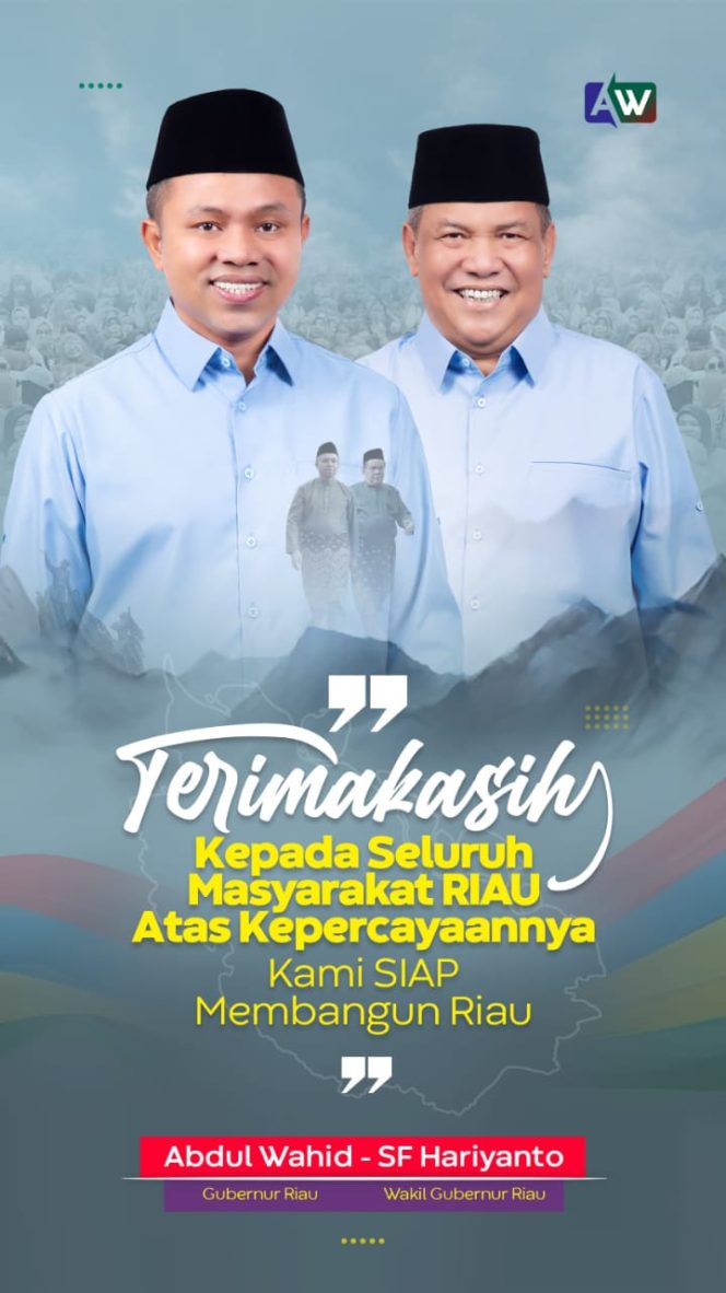 
					Ditetapkan KPU Sebagai Gubernur Terpilih, Abdul Wahid-SF Hariyanto Ajak Masyarakat Bersama Membangun Riau