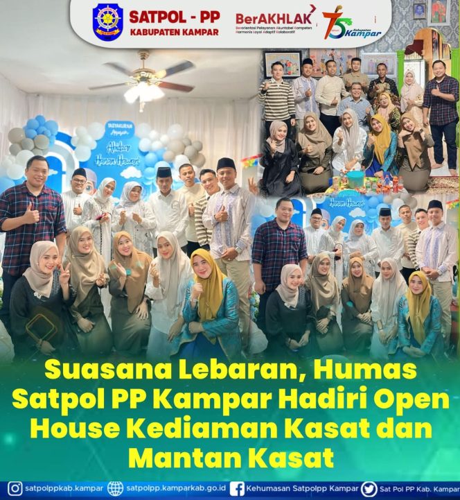 
					Kompak, Humas Satpol-PP Kampar Hadiri Open House Idul Fitri Kasatpol-PP Arizon
