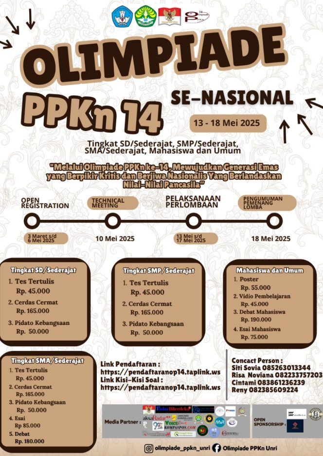 
					Hima PPKn Universitas Riau Taja Olimpiade PPKn se-Indonesia ke-14