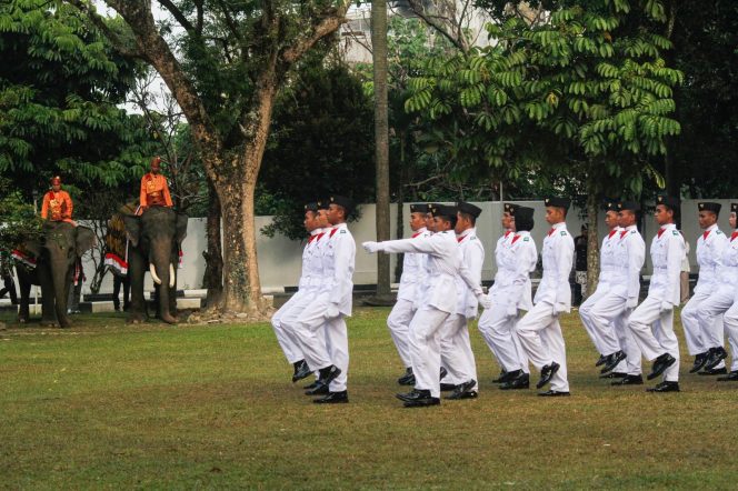 
					HUT ke-80 RI di BBKSDA Riau, Dua Gajah Sumatera Jadi Petugas Upacara