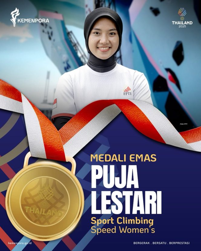 
					Atlet Panjat Tebing Riau Puja Lestari Raih Emas Speed Putri SEA Games 2025
