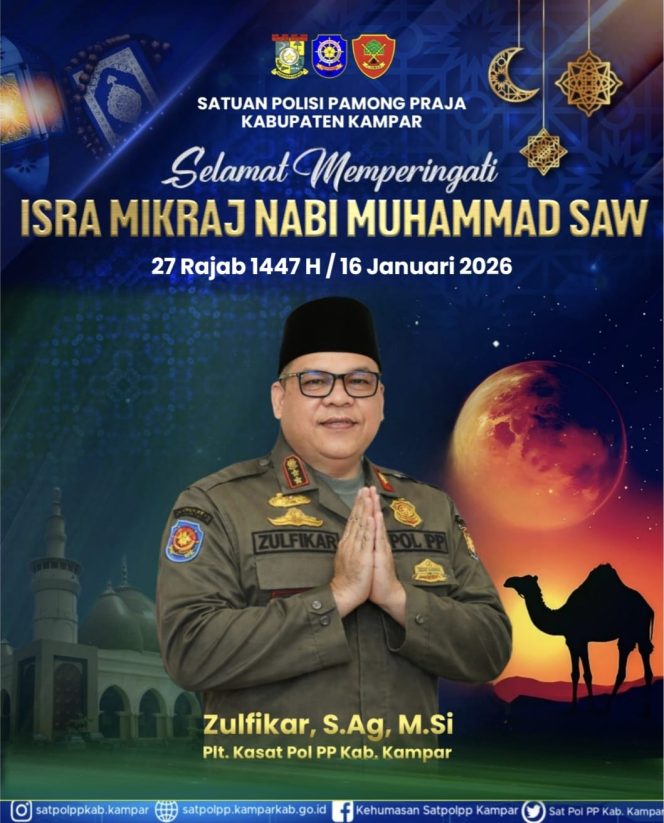 
					Peringati Isra Mi’raj, Plt Kasatpol PP Kampar Dorong Disiplin dan Integritas demi Kampar di Hati