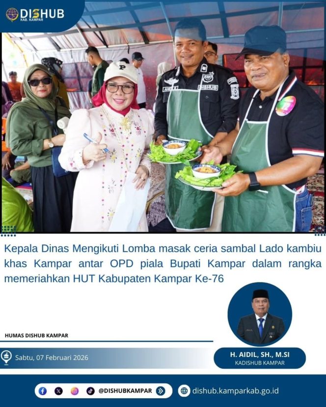 
					Kadishub Kampar Aidil Ikut Lomba Masak Sambal Lado Kambiu, Semarakkan HUT ke-76 Kampar