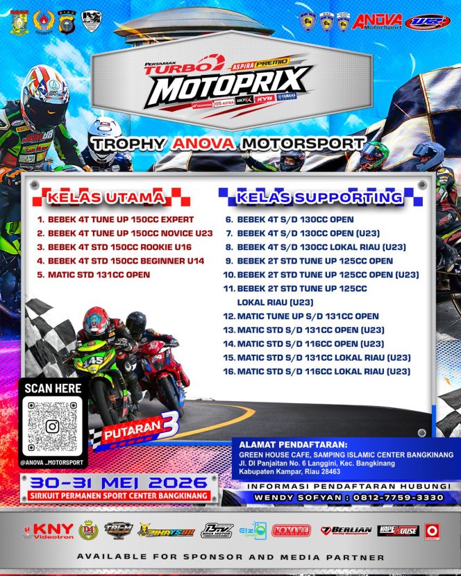 
					Sukses Penyelenggaran Tahun Lalu, Kampar Kembali Gelar Kejurnas Motoprix Region A Sumatera Seri 3 Riau 2026