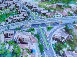 Visualisasi desain arsitektur rencana pembangunan flyover Simpang Panam, Pekanbaru (Sumber: Balai Pelaksanaan Jalan Nasional Riau)
