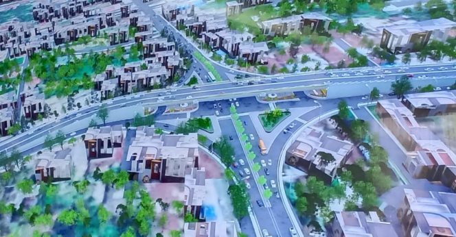 
					Visualisasi desain arsitektur rencana pembangunan flyover Simpang Panam, Pekanbaru (Sumber: Balai Pelaksanaan Jalan Nasional Riau)