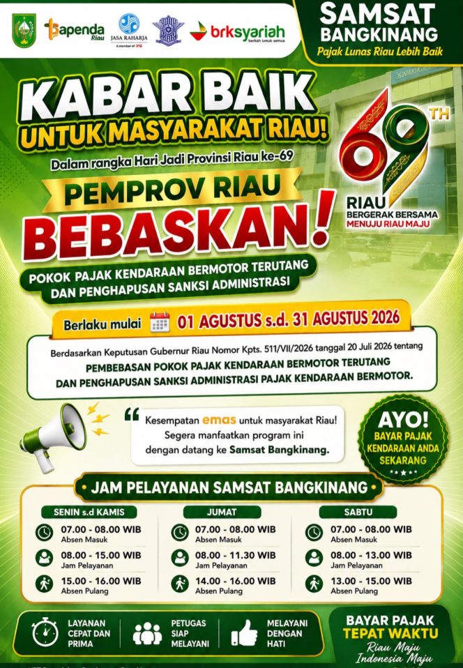 
					Samsat Bangkinang Tambah Jam Operasional Selama Program Pembebasan Pajak Kendaraan