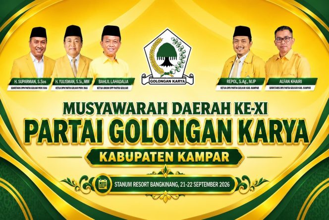 
					Musda XI Golkar Kampar Dipindahkan ke Stanum Bangkinang Kota, Digelar 21-22 September