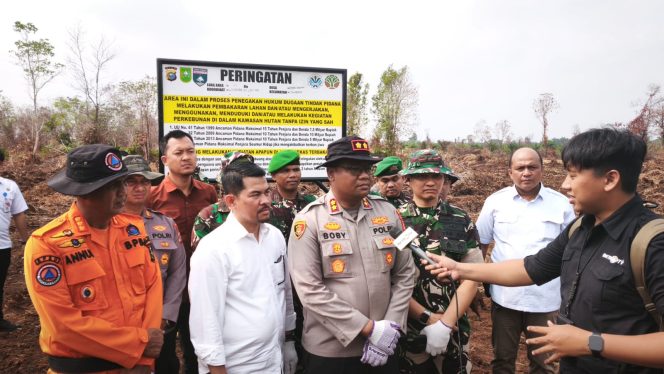
					Lahan Bekas Terbakar 14 Hektar di Rimbo Panjang Dipasangi Plang, Polres Kampar: Beraktivitas Bisa Dipidana